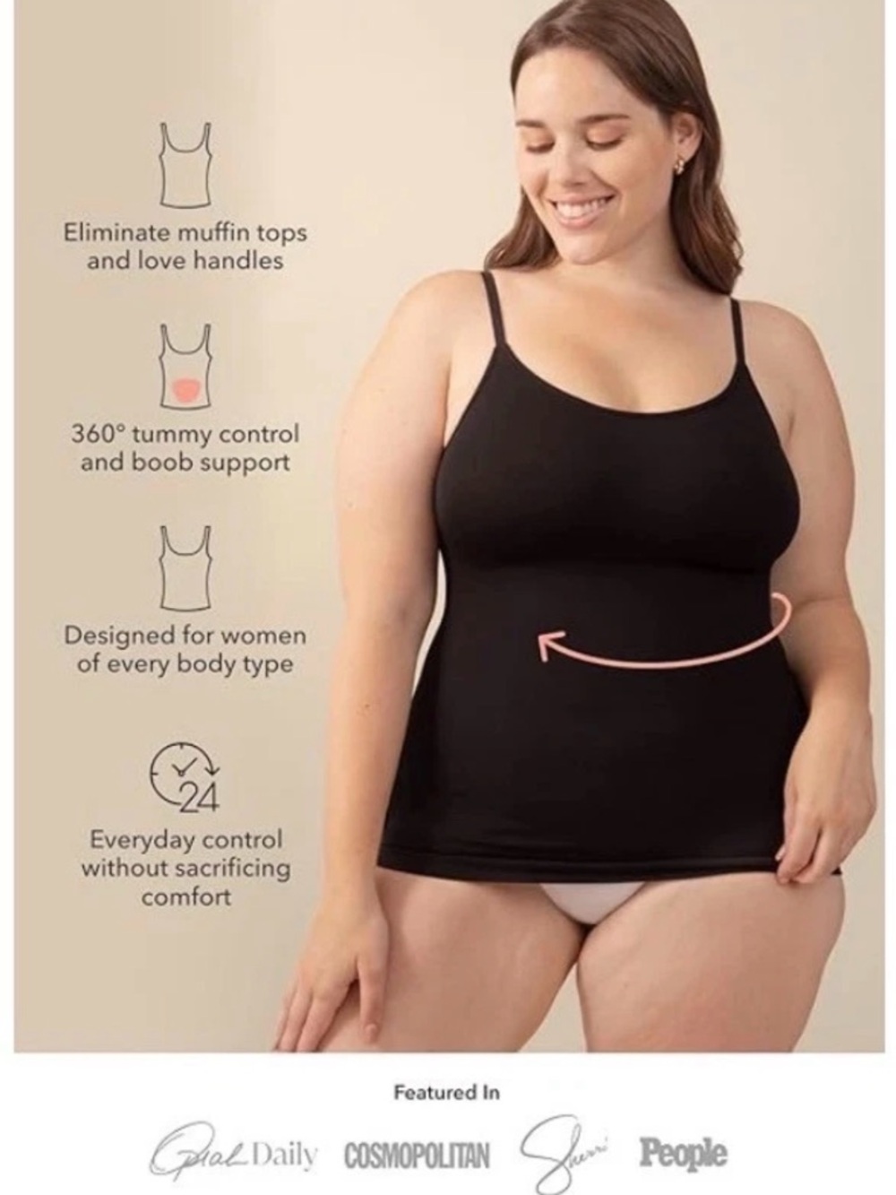 NWT~Shapermint Women’s Shapewear Tummy Control/Boob Support~ Black